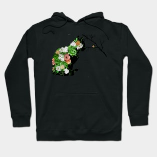 Floral Cat Silhouette Hoodie